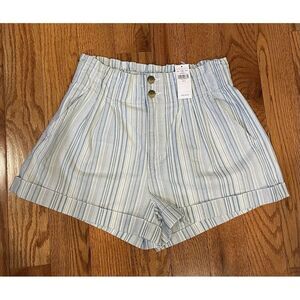 American Eagle Womens High Waist Mom Shorts Size 6 Blue Stripe Pleated NWT